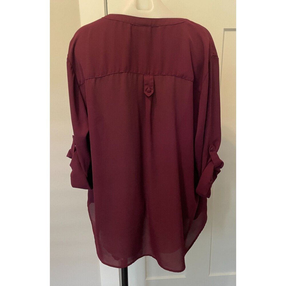 TORRID Womens TOP 3/4 Tab Sleeve PURPLE w/ Pockets Size 2 (2X 18/20) - Picture 4 of 5